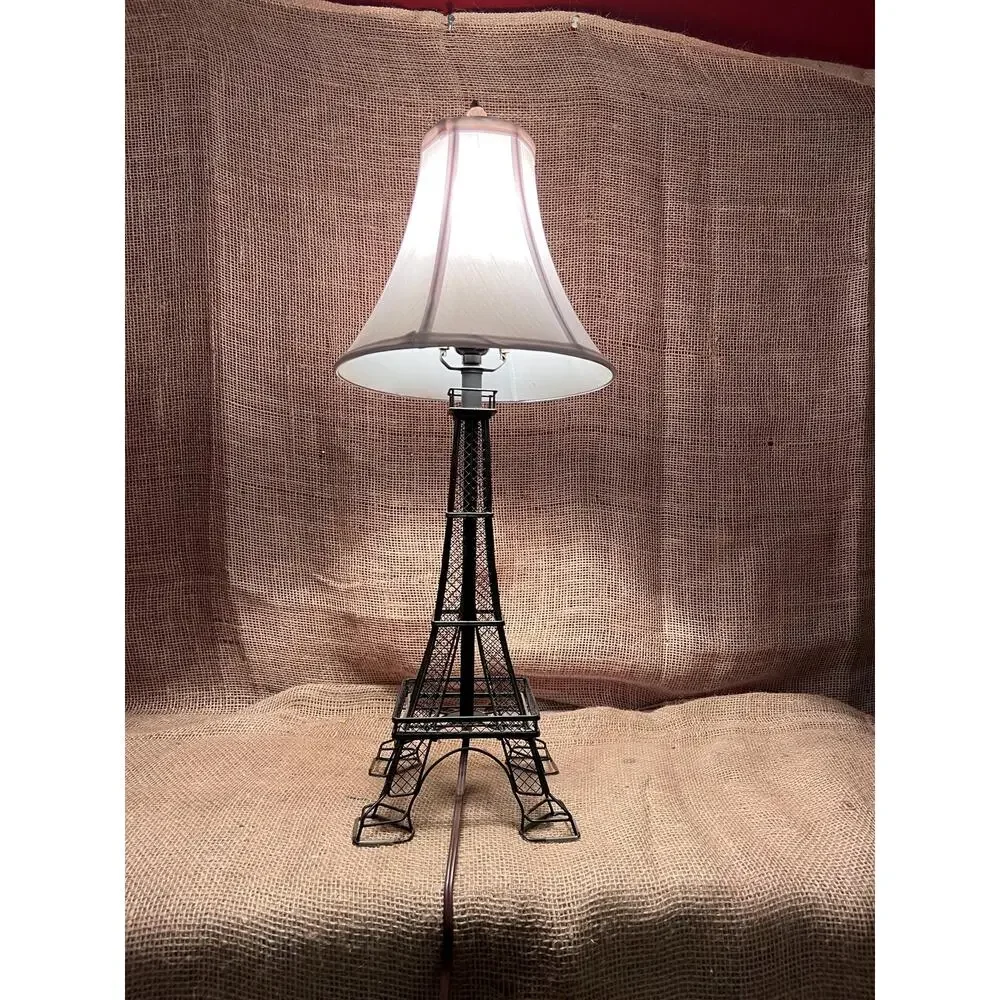 Adesso Eifel Tower Novelty Table Lamp with White Fabric Shade